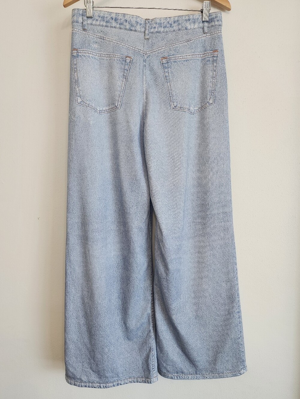 Sweatpant Jeans Ecru Wide-Leg French Terry Pants - Soft Cotton Blend - Size 8 - Picture 5 of 10